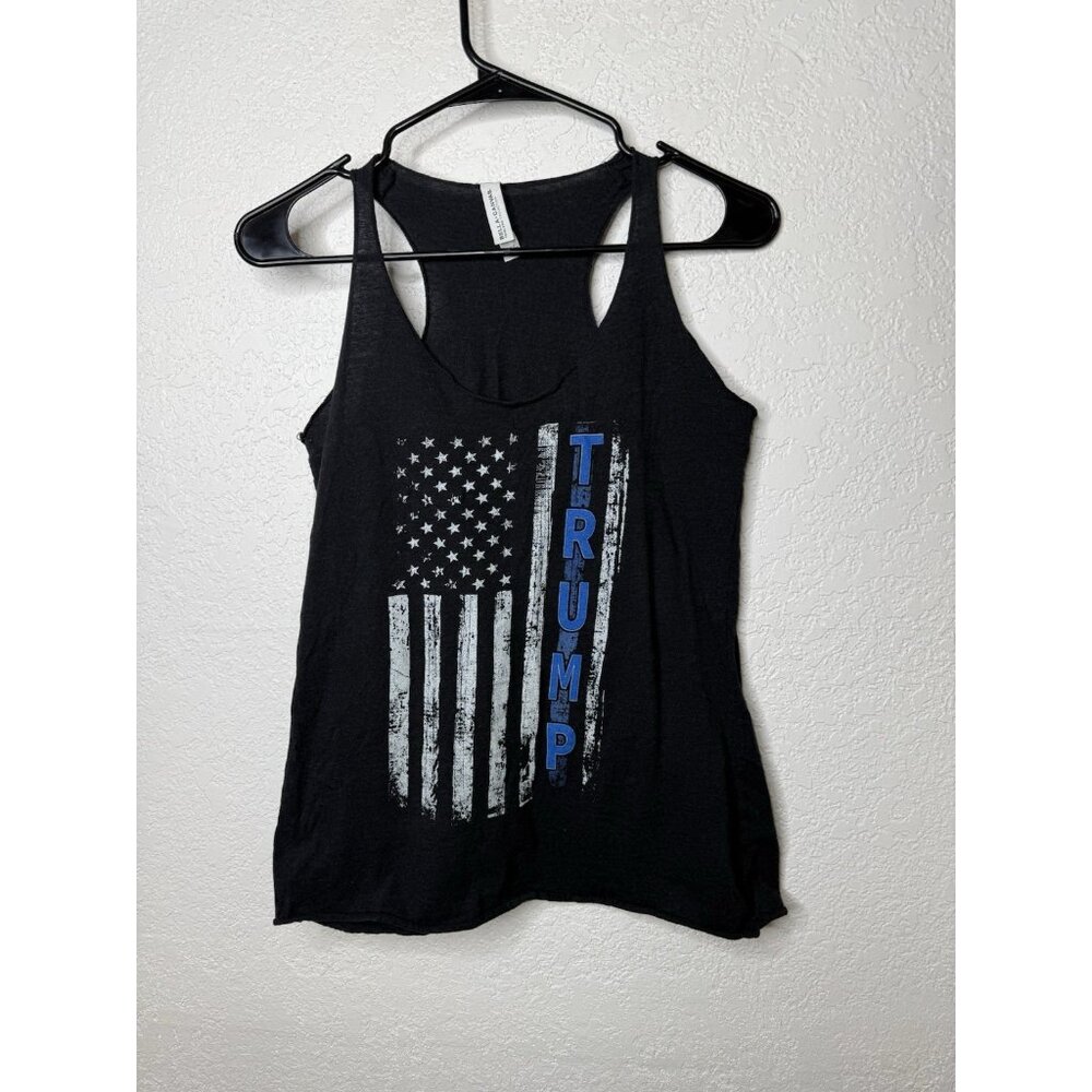 Muscle Tank Top Women’s Small Trump  USA America Black Blue Patriotic W